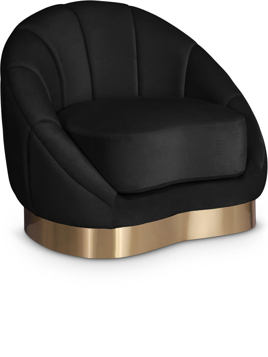 Shelly Black Velvet Chair - Bargain Furniture (Detroit, MI)
