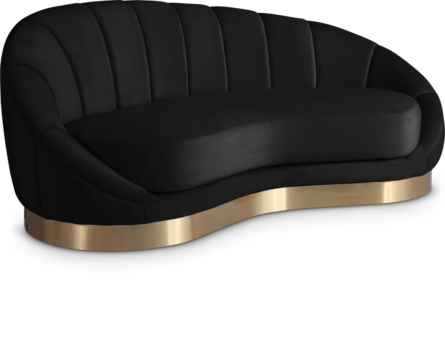 Shelly Black Velvet Chaise - Bargain Furniture (Detroit, MI)