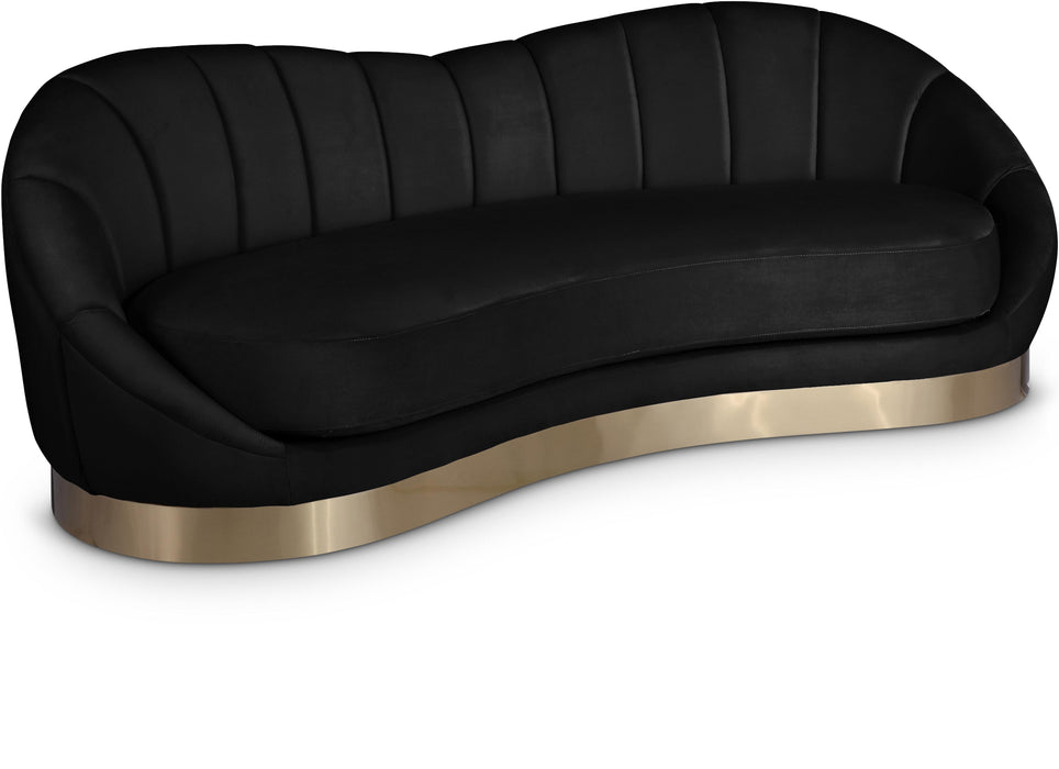 Shelly Black Velvet Sofa - Bargain Furniture (Detroit, MI)