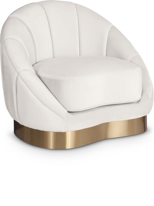Shelly Cream Velvet Chair - Bargain Furniture (Detroit, MI)