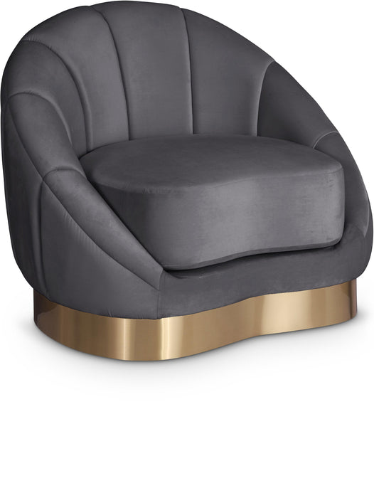 Shelly Grey Velvet Chair - Bargain Furniture (Detroit, MI)