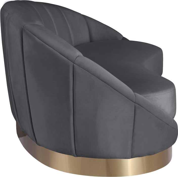 Shelly Grey Velvet Chaise - Bargain Furniture (Detroit, MI)
