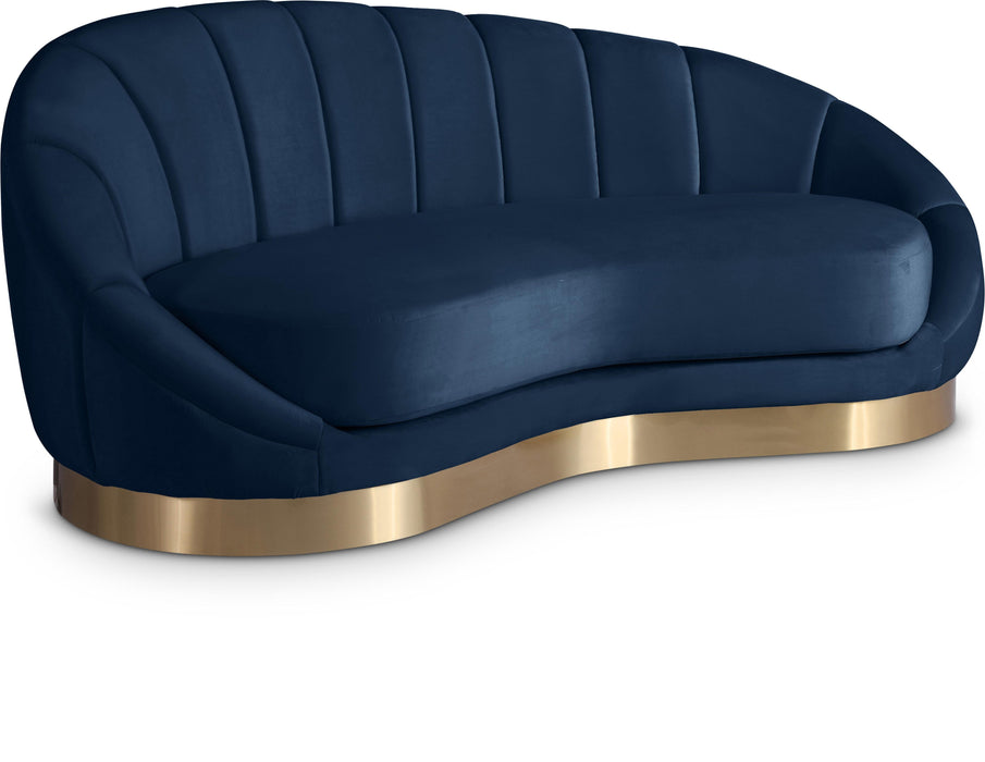 Shelly Navy Velvet Chaise - Bargain Furniture (Detroit, MI)