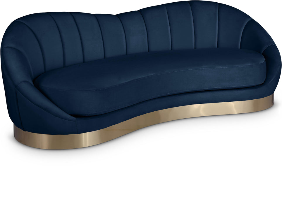 Shelly Navy Velvet Sofa - Bargain Furniture (Detroit, MI)