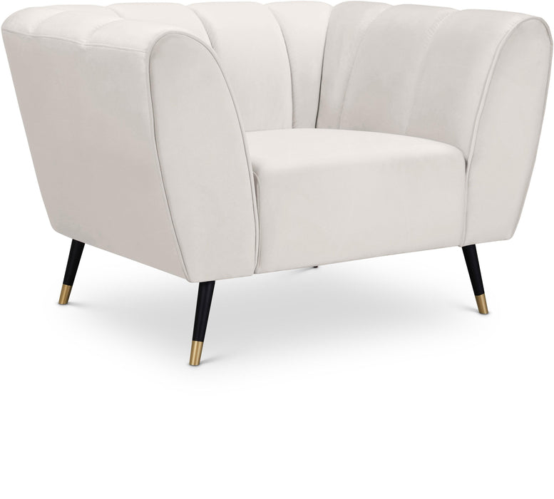 Beaumont Cream Velvet Chair - Bargain Furniture (Detroit, MI)