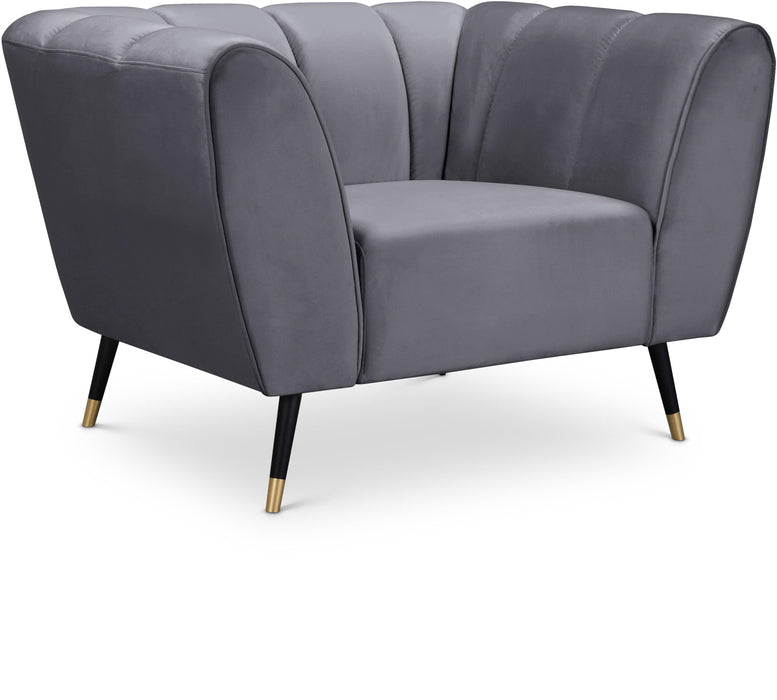Beaumont Grey Velvet Chair - Bargain Furniture (Detroit, MI)