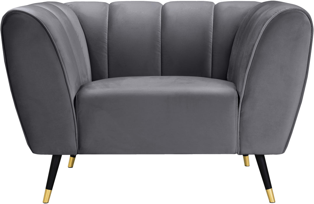 Beaumont Grey Velvet Chair - Bargain Furniture (Detroit, MI)