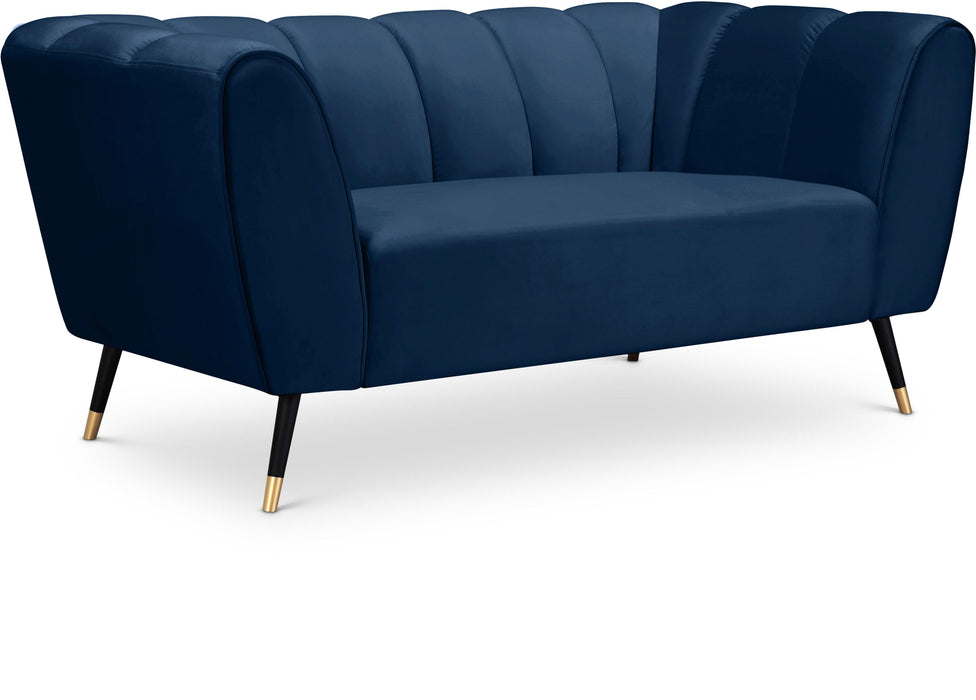 Beaumont Navy Velvet Loveseat - Bargain Furniture (Detroit, MI)