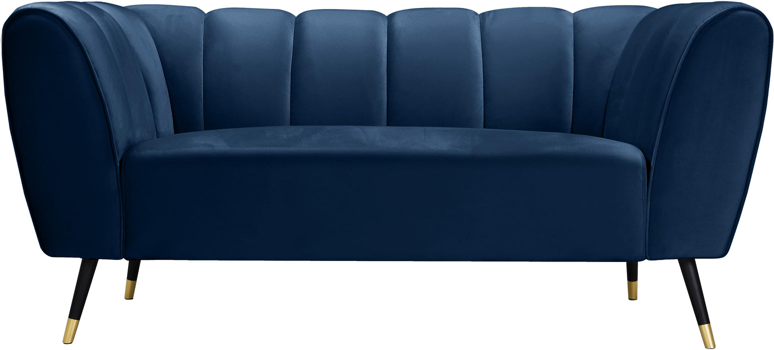 Beaumont Navy Velvet Loveseat - Bargain Furniture (Detroit, MI)