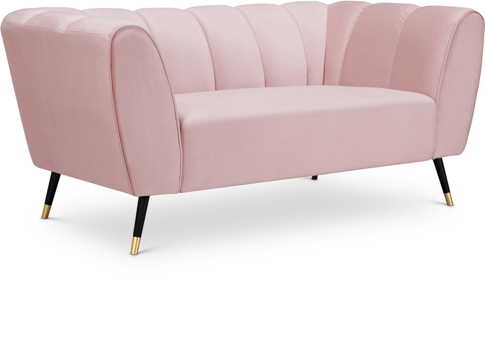 Beaumont Pink Velvet Loveseat - Bargain Furniture (Detroit, MI)