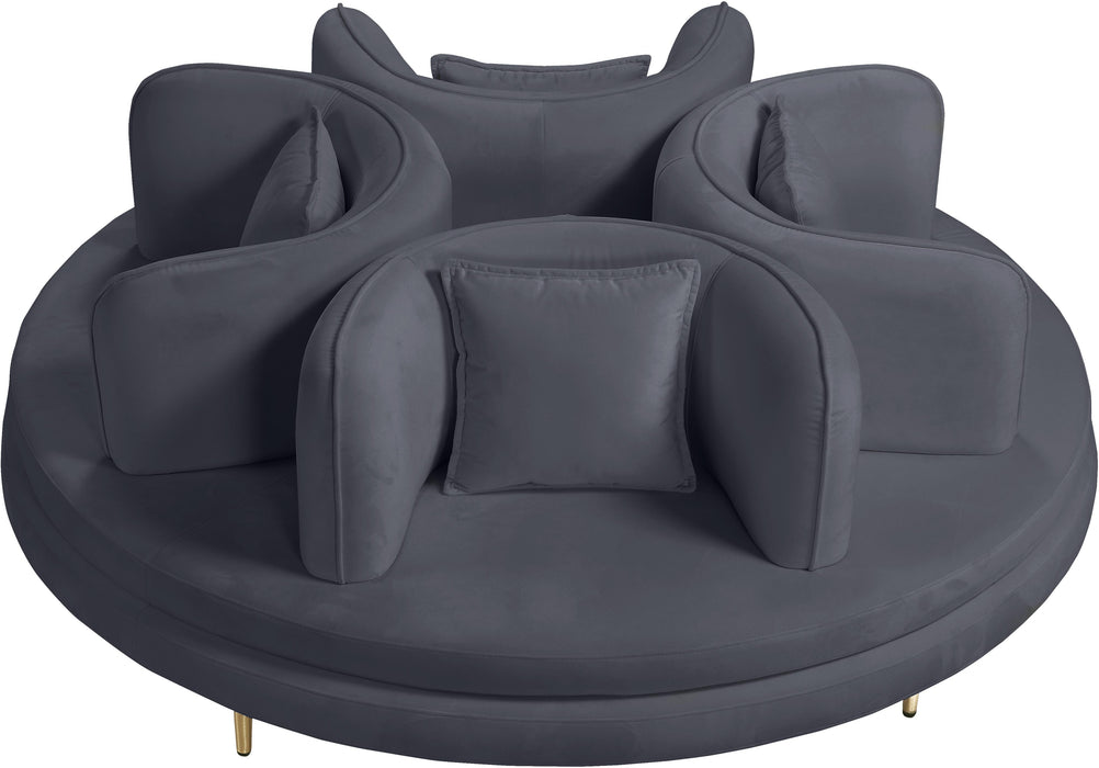 Circlet Grey Velvet Round Sofa Settee - Bargain Furniture (Detroit, MI)