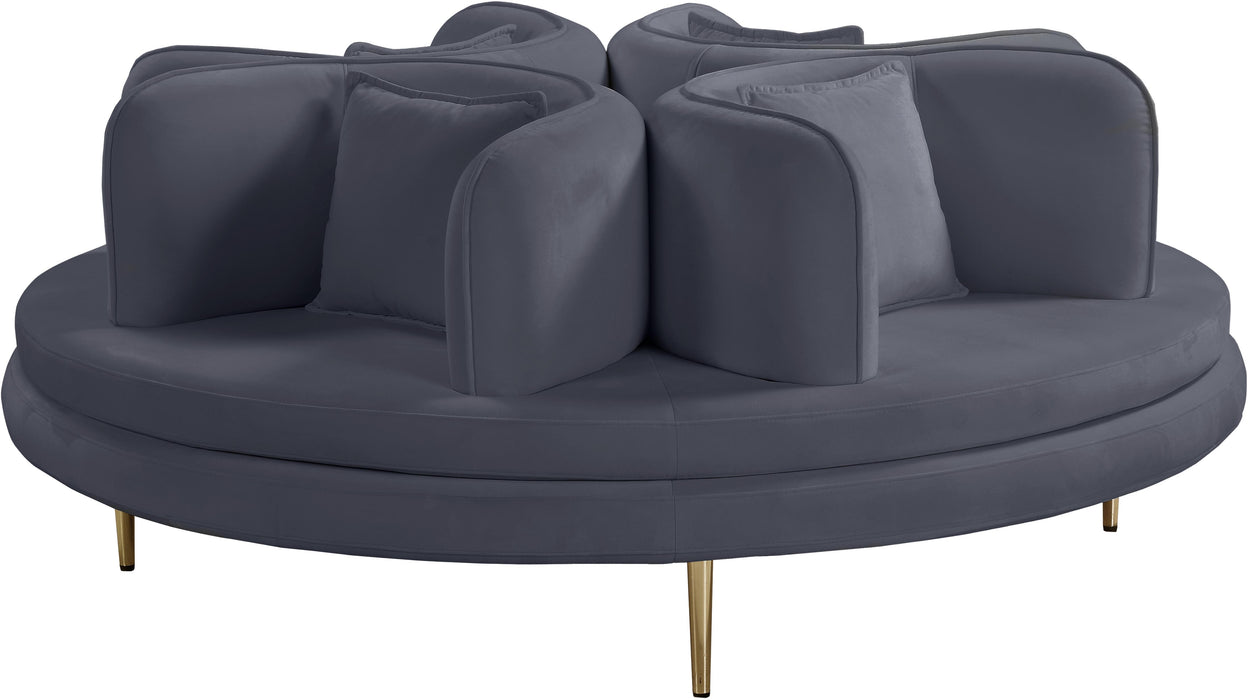 Circlet Grey Velvet Round Sofa Settee - Bargain Furniture (Detroit, MI)