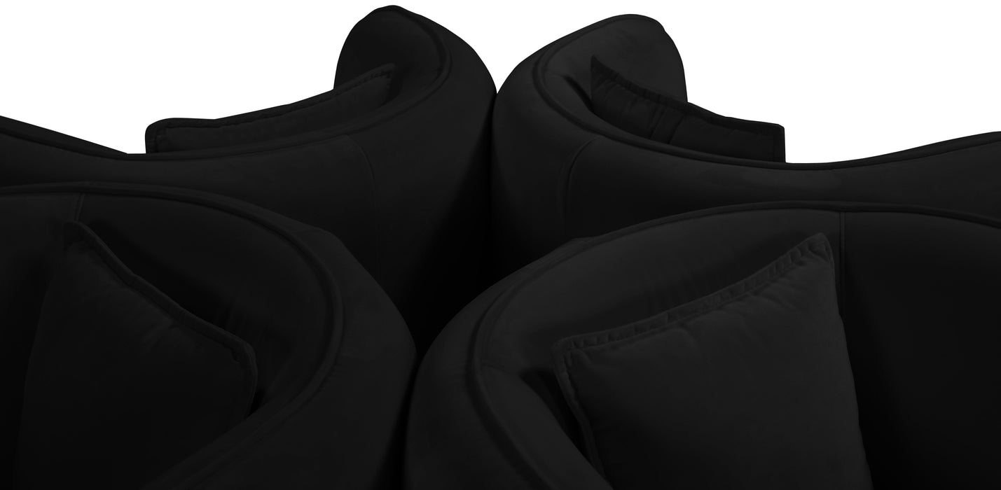 Circlet Black Velvet Round Sofa Settee - Bargain Furniture (Detroit, MI)