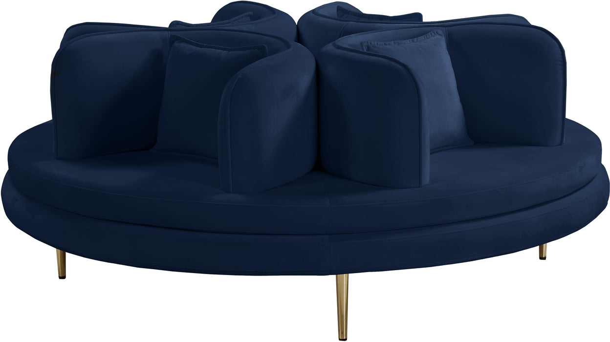 Circlet Navy Velvet Round Sofa Settee - Bargain Furniture (Detroit, MI)