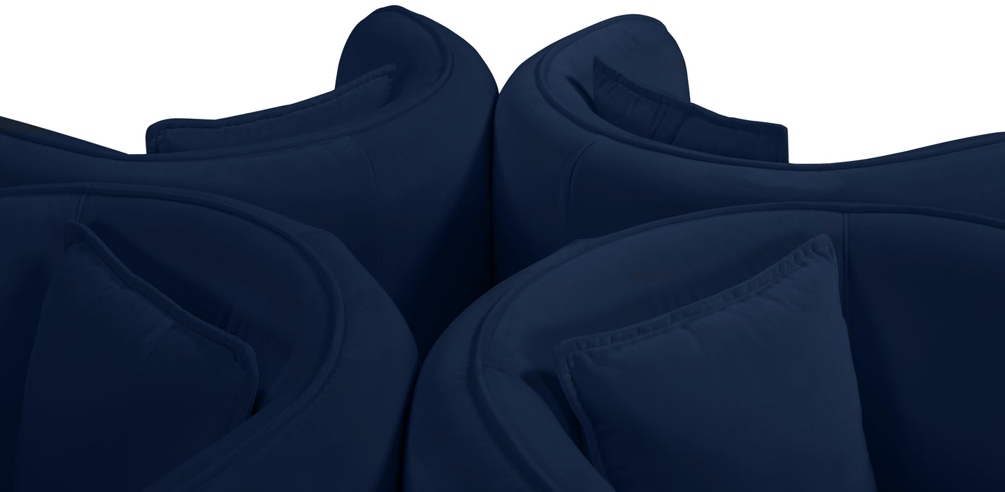 Circlet Navy Velvet Round Sofa Settee - Bargain Furniture (Detroit, MI)