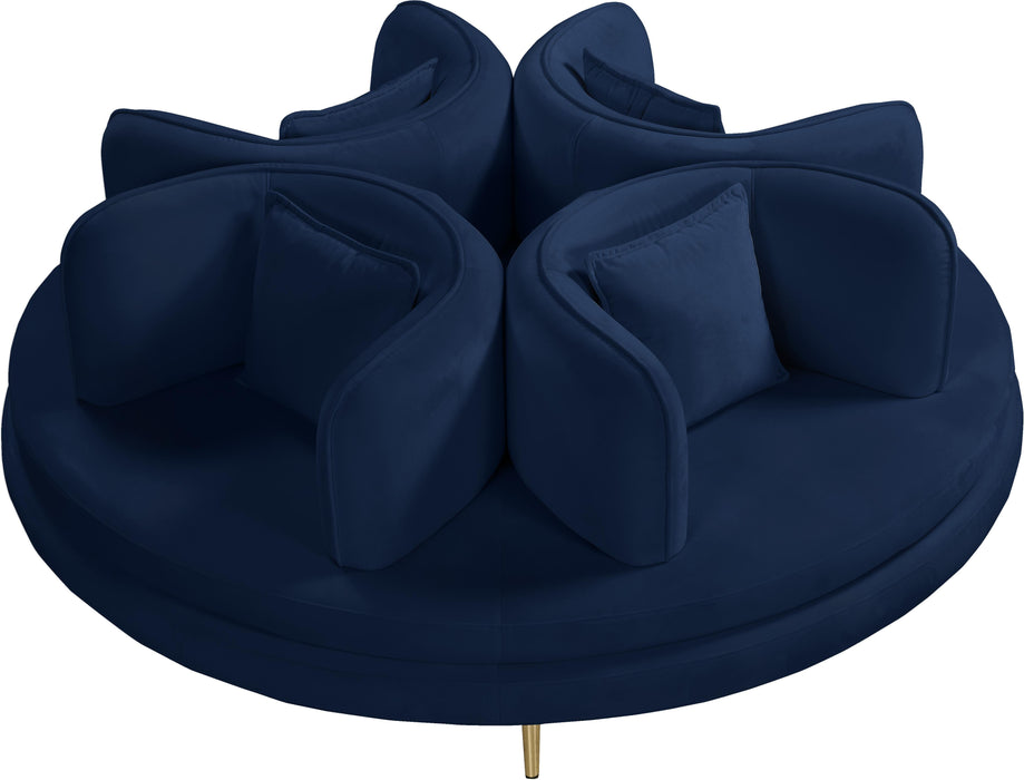 Circlet Navy Velvet Round Sofa Settee - Bargain Furniture (Detroit, MI)