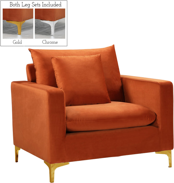 Naomi Cognac Velvet Chair - Bargain Furniture (Detroit, MI)