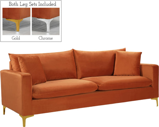 Naomi Cognac Velvet Sofa - Bargain Furniture (Detroit, MI)