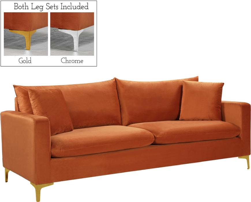 Naomi Cognac Velvet Sofa - Bargain Furniture (Detroit, MI)