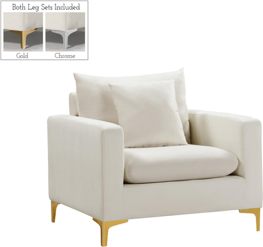 Naomi Cream Velvet Chair - Bargain Furniture (Detroit, MI)