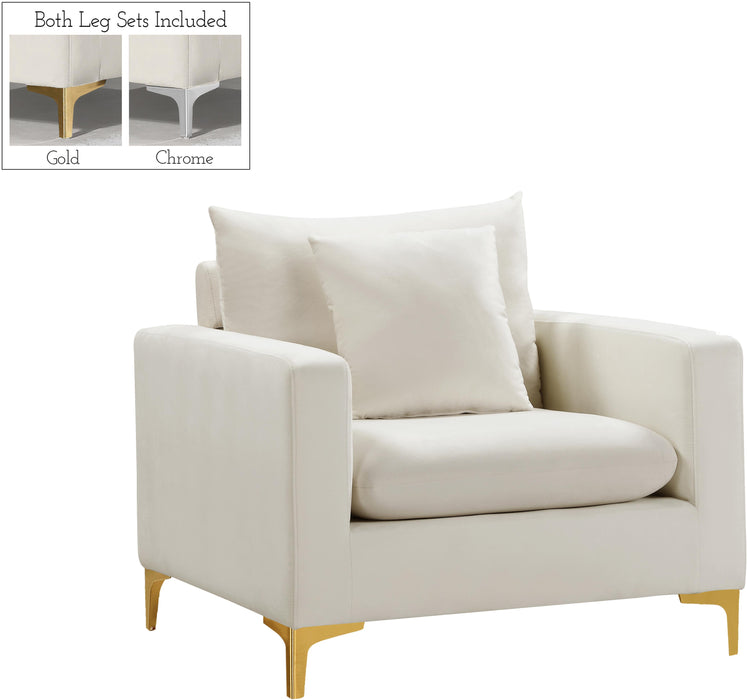 Naomi Cream Velvet Chair - Bargain Furniture (Detroit, MI)