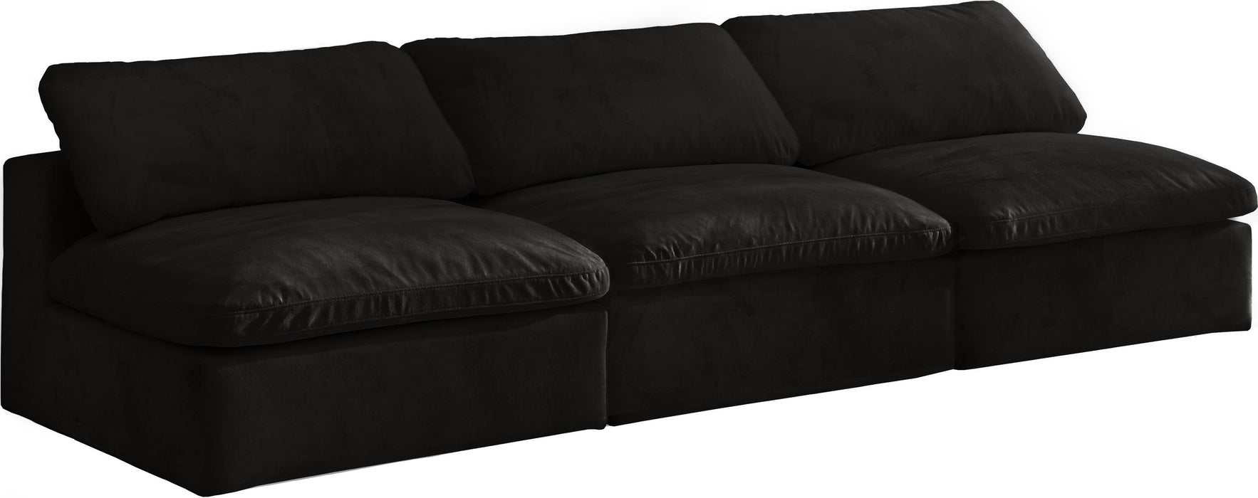 Cozy Black Velvet Cloud Modular Armless Sofa - Bargain Furniture (Detroit, MI)