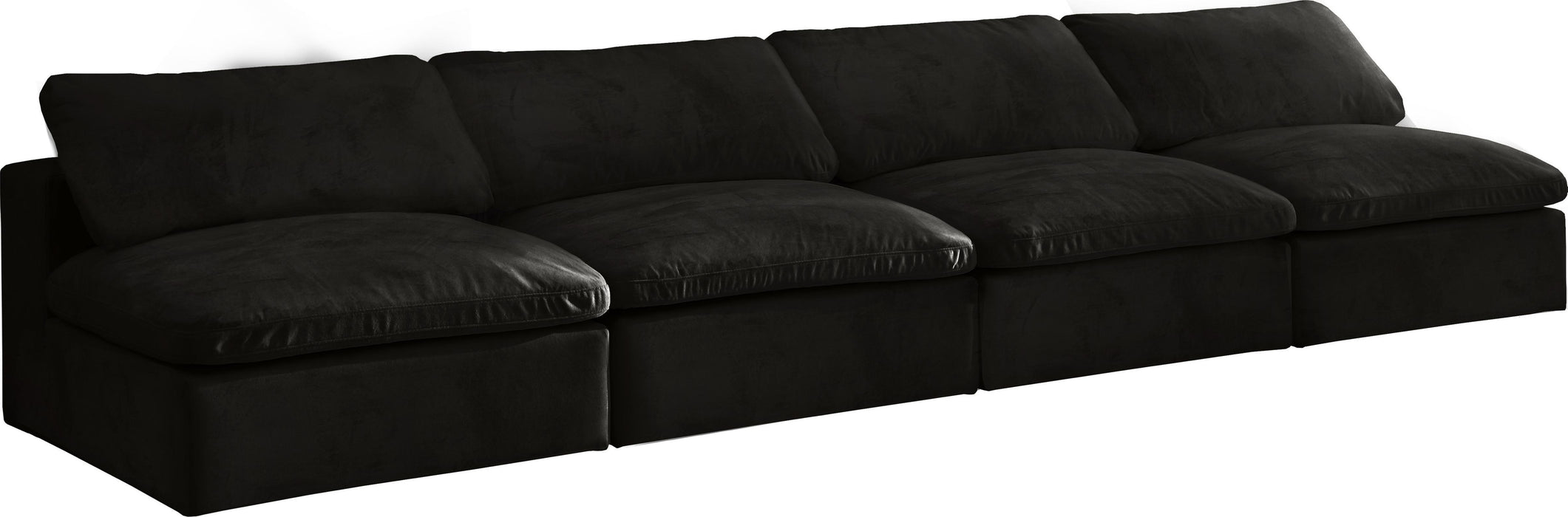 Cozy Black Velvet Cloud Modular Armless Sofa - Bargain Furniture (Detroit, MI)