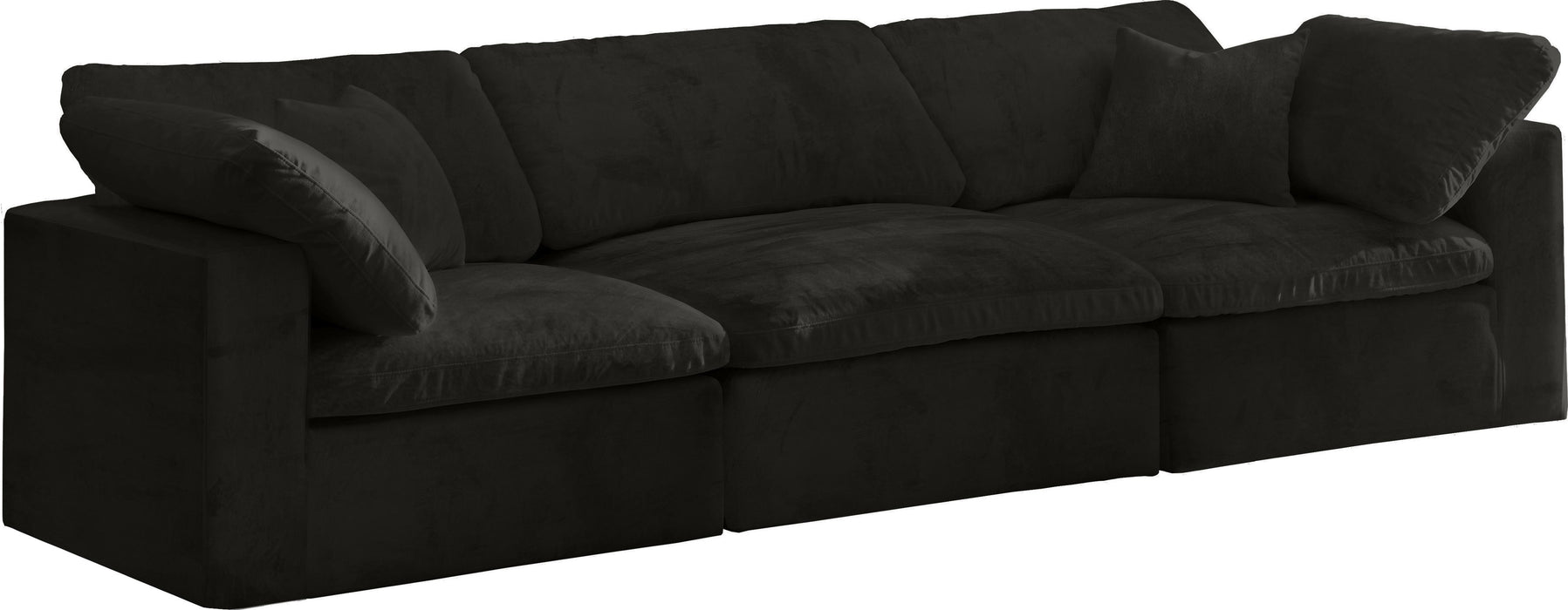 Cozy Black Velvet Cloud Modular Sofa - Bargain Furniture (Detroit, MI)