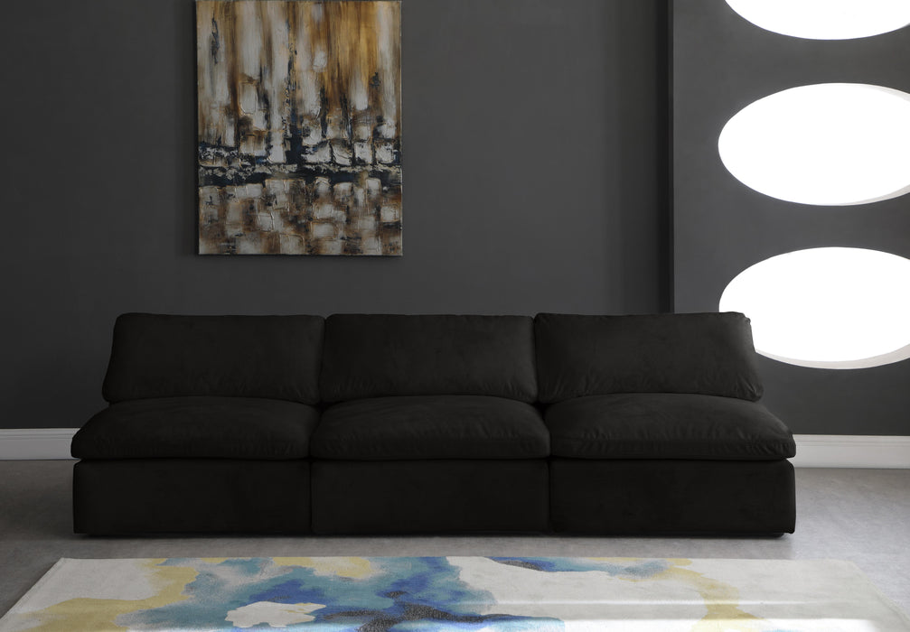 Cozy Black Velvet Cloud Modular Armless Sofa - Bargain Furniture (Detroit, MI)