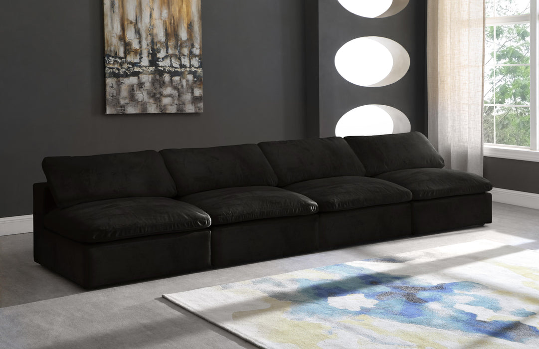 Cozy Black Velvet Cloud Modular Armless Sofa - Bargain Furniture (Detroit, MI)