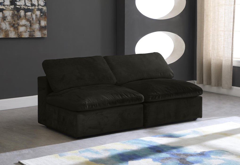 Cozy Black Velvet Cloud Modular Armless Sofa - Bargain Furniture (Detroit, MI)