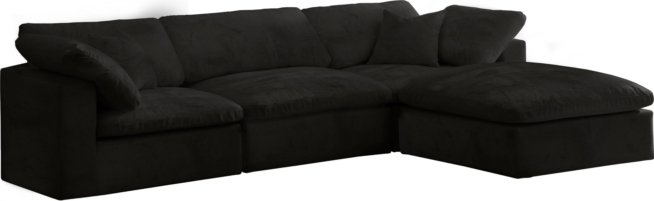 Cozy Black Velvet Cloud Modular Sectional - Bargain Furniture (Detroit, MI)