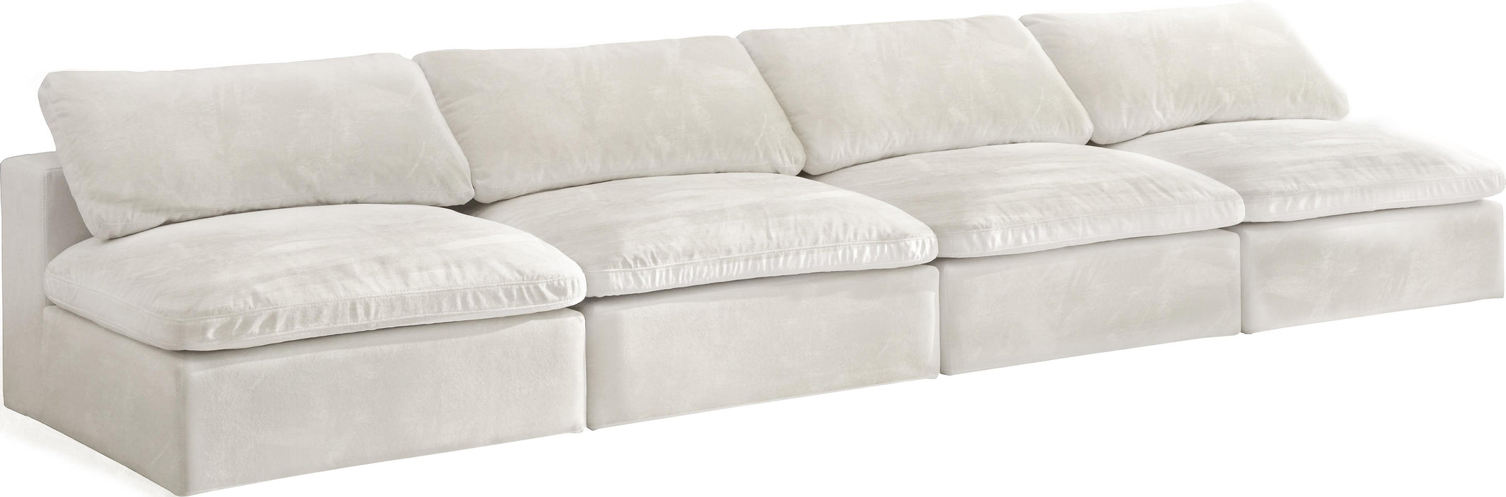 Cozy Cream Velvet Cloud Modular Armless Sofa - Bargain Furniture (Detroit, MI)