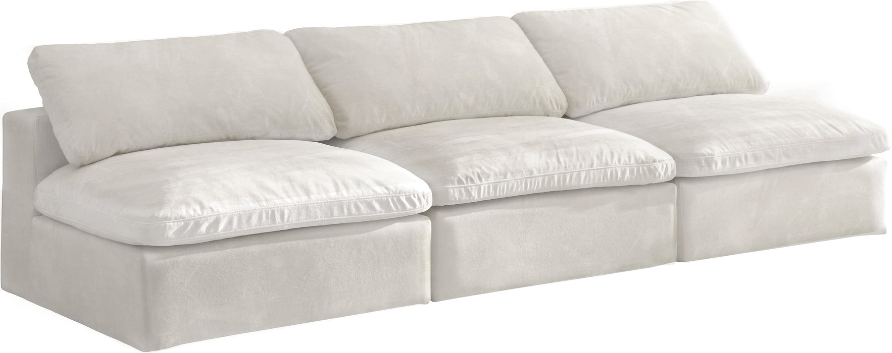 Cozy Cream Velvet Cloud Modular Armless Sofa - Bargain Furniture (Detroit, MI)