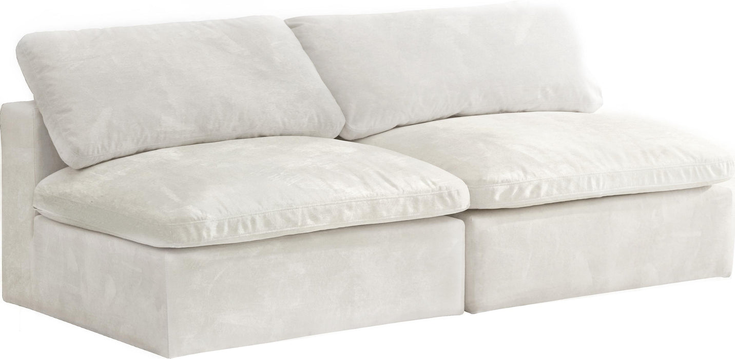 Cozy Cream Velvet Cloud Modular Armless Sofa - Bargain Furniture (Detroit, MI)