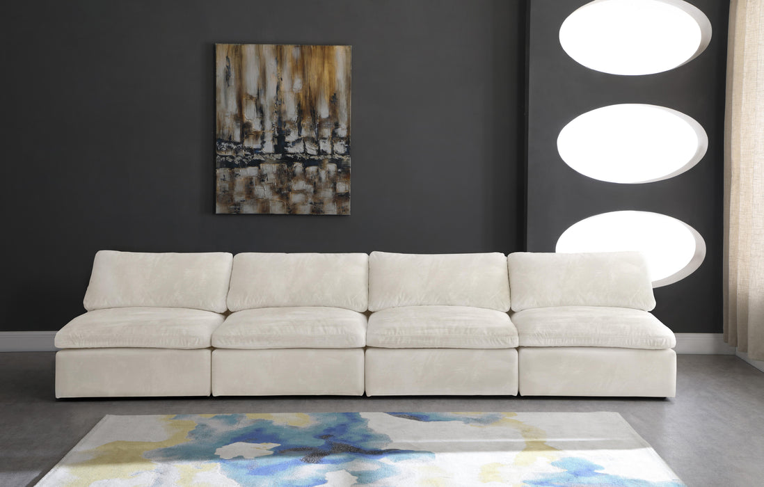 Cozy Cream Velvet Cloud Modular Armless Sofa - Bargain Furniture (Detroit, MI)
