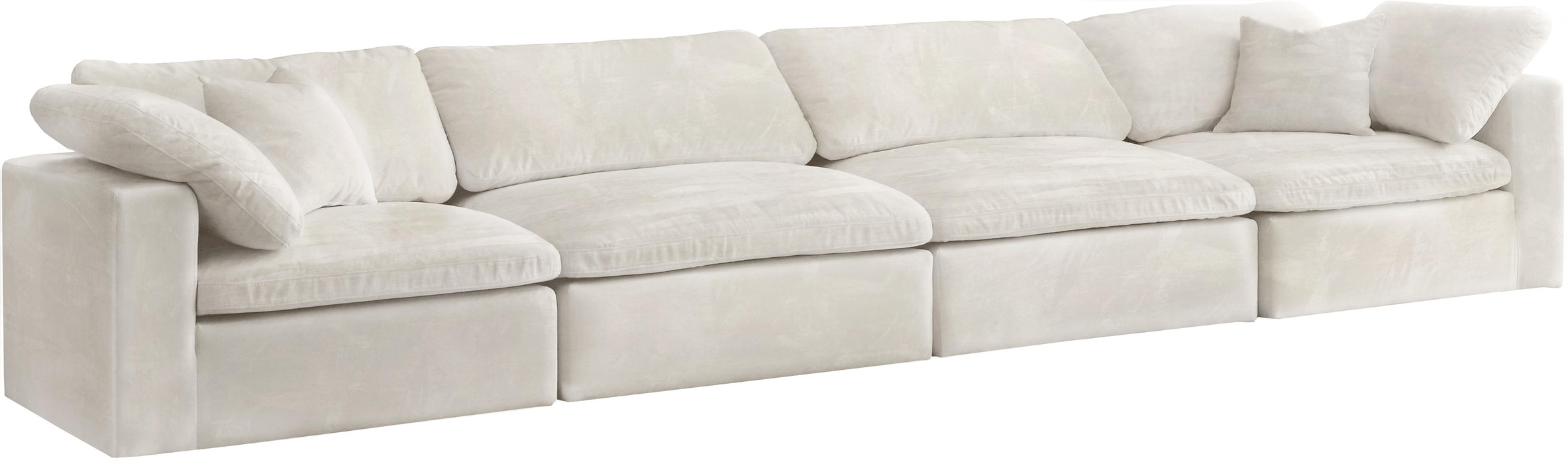 Cozy Cream Velvet Cloud Modular Sofa - Bargain Furniture (Detroit, MI)