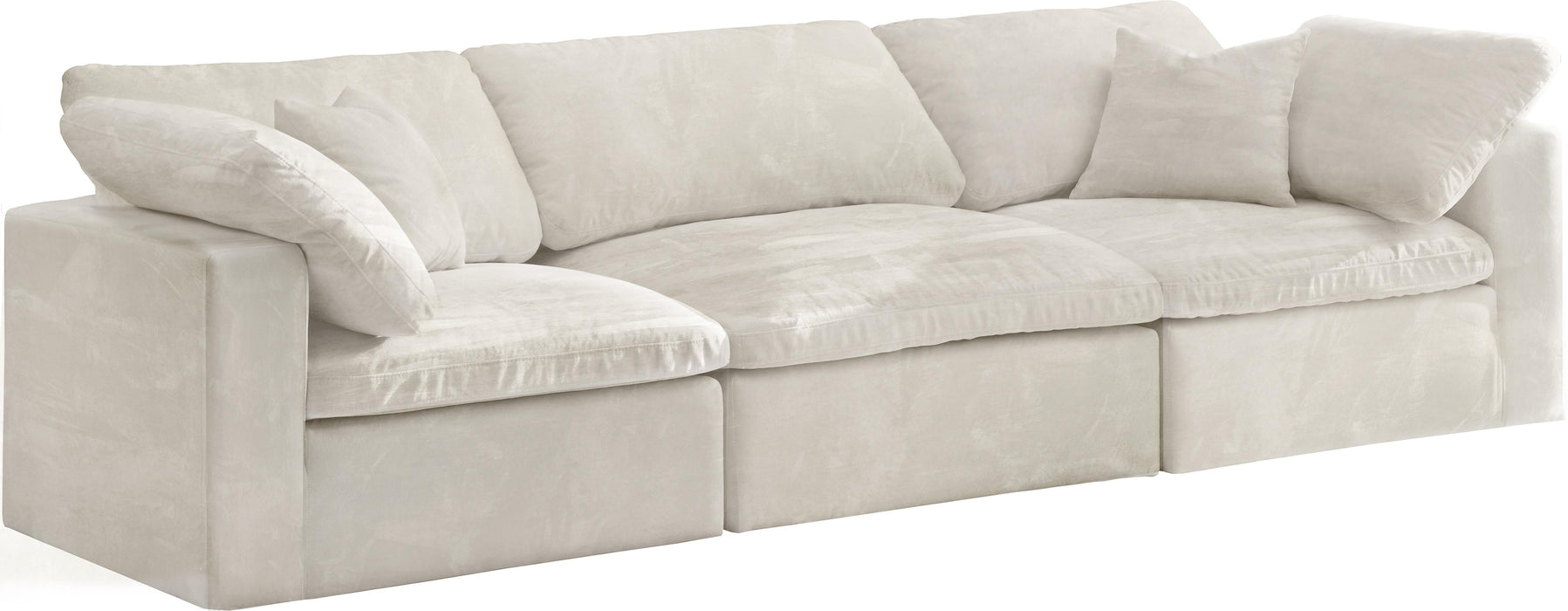 Cozy Cream Velvet Cloud Modular Sofa - Bargain Furniture (Detroit, MI)