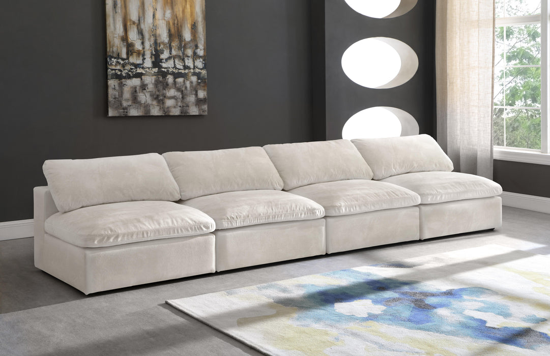 Cozy Cream Velvet Cloud Modular Armless Sofa - Bargain Furniture (Detroit, MI)