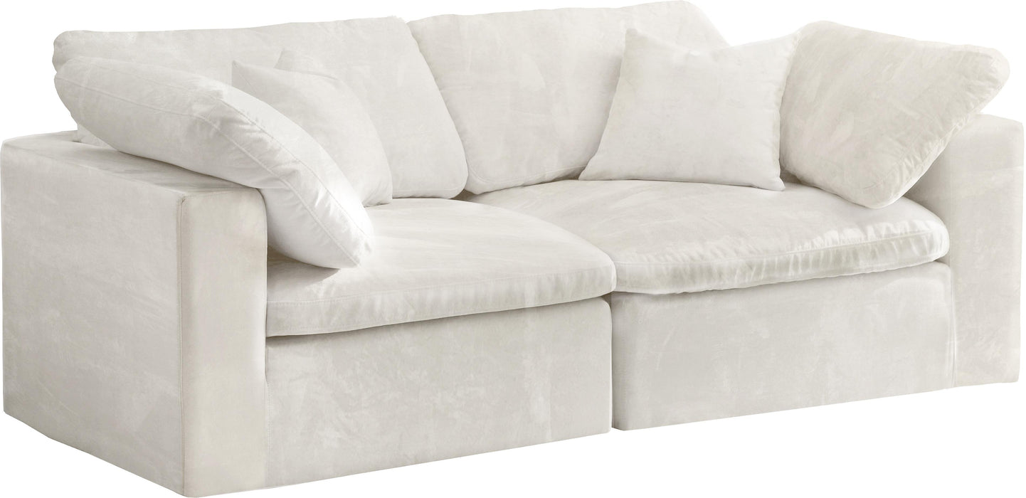 Cozy Cream Velvet Cloud Modular Sofa - Bargain Furniture (Detroit, MI)