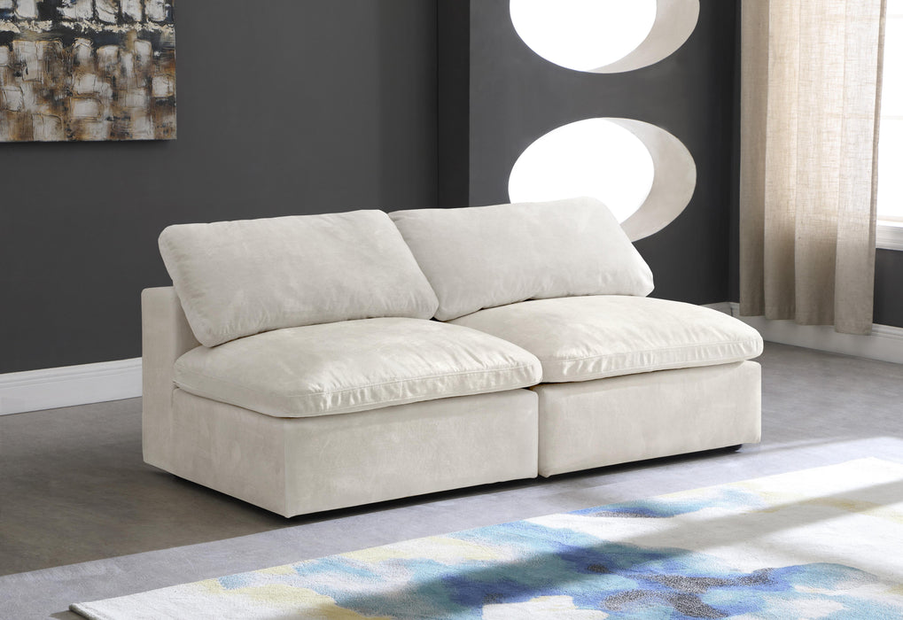 Cozy Cream Velvet Cloud Modular Armless Sofa - Bargain Furniture (Detroit, MI)