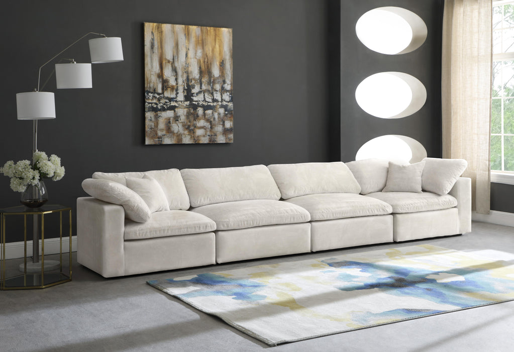 Cozy Cream Velvet Cloud Modular Sofa - Bargain Furniture (Detroit, MI)