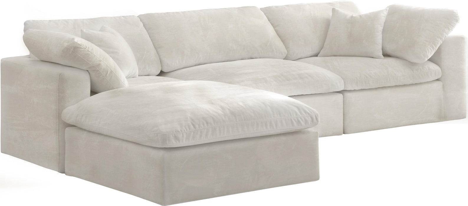 Cozy Cream Velvet Cloud Modular Sectional - Bargain Furniture (Detroit, MI)