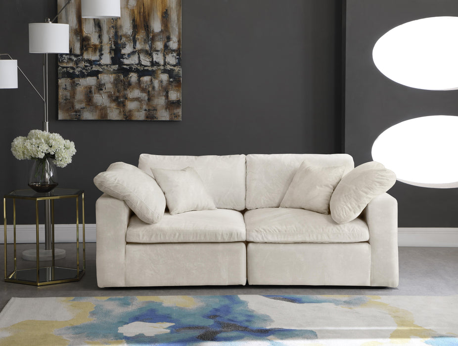 Cozy Cream Velvet Cloud Modular Sofa - Bargain Furniture (Detroit, MI)