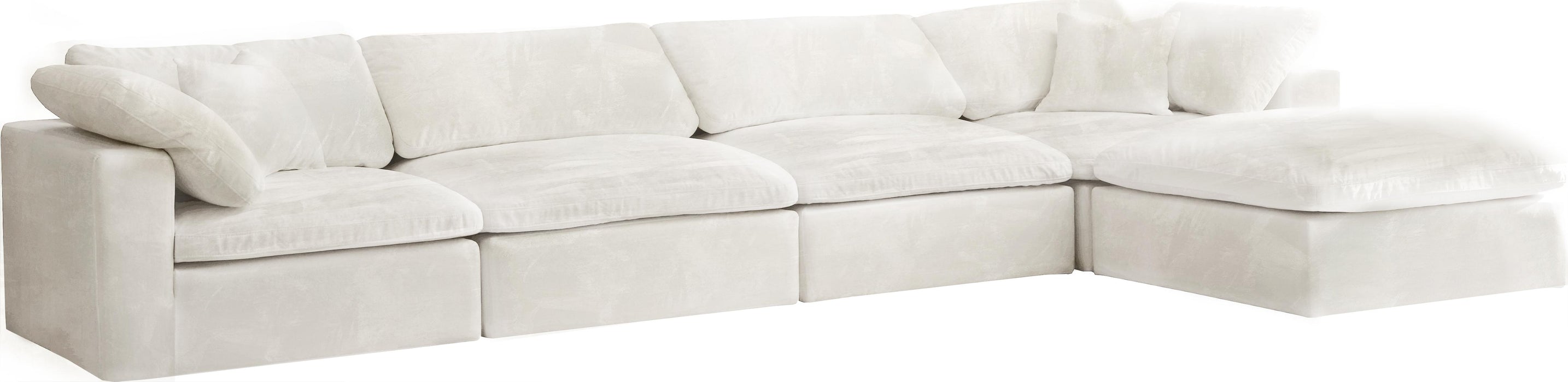 Cozy Cream Velvet Cloud Modular Sectional - Bargain Furniture (Detroit, MI)