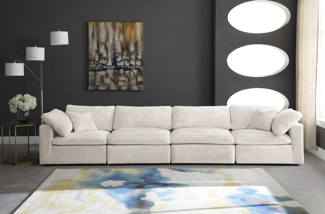Cozy Cream Velvet Cloud Modular Sofa - Bargain Furniture (Detroit, MI)