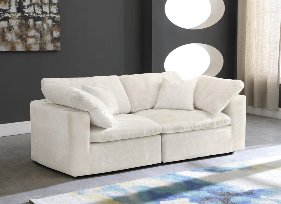 Cozy Cream Velvet Cloud Modular Sofa - Bargain Furniture (Detroit, MI)