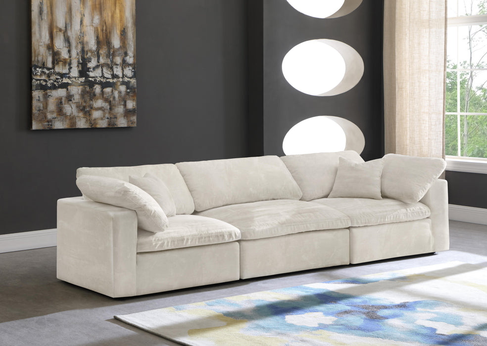 Cozy Cream Velvet Cloud Modular Sofa - Bargain Furniture (Detroit, MI)