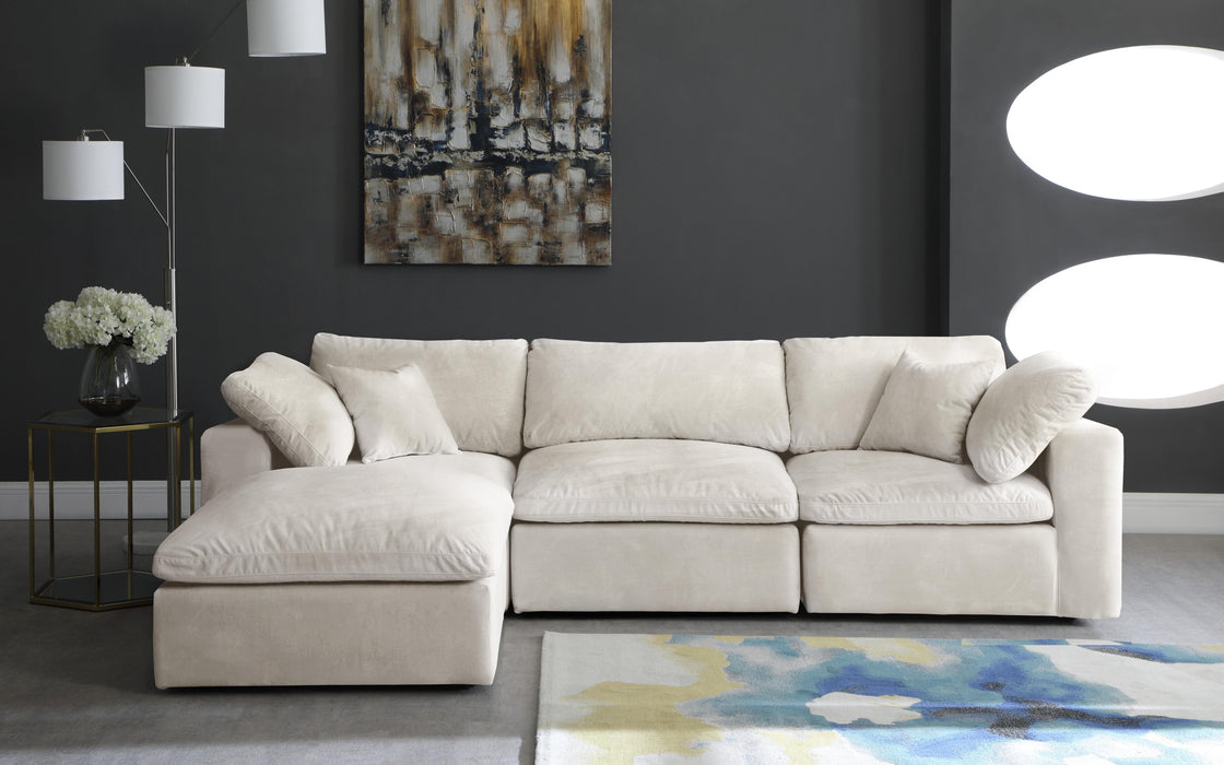 Cozy Cream Velvet Cloud Modular Sectional - Bargain Furniture (Detroit, MI)