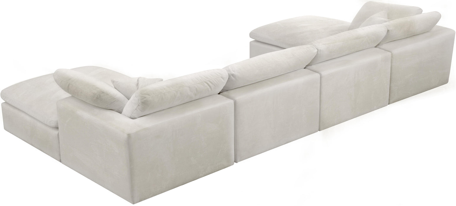 Cozy Cream Velvet Cloud Modular Sectional - Bargain Furniture (Detroit, MI)